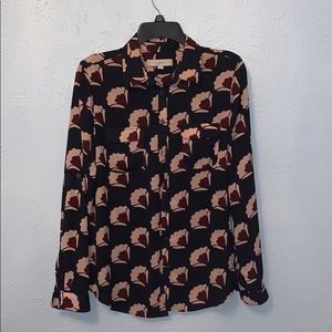 Floral Print Loft Button Down Blouse